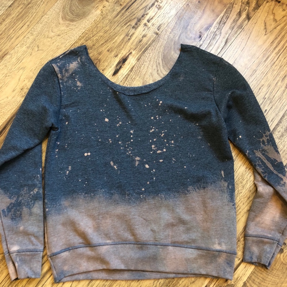 Acid Wash Vintage Sweatshirt Off Shoulder - Picture 2 of 8